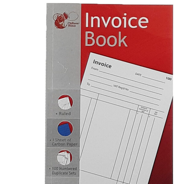 10 X Chiltern Wove Invoice Book 1-100 Carbon Paper