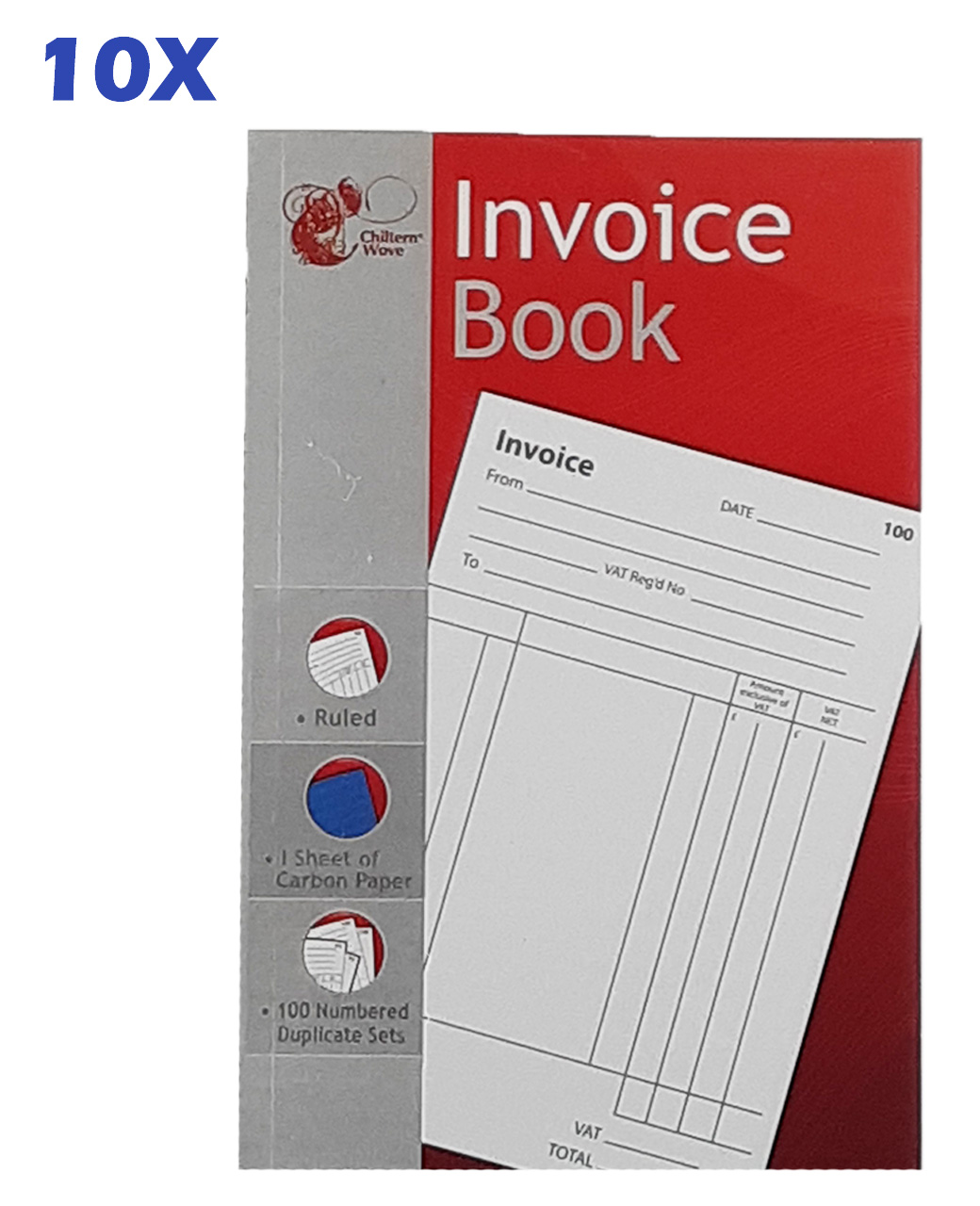 10-X-Chiltern-Invoice-Book-1-100-Carbon-Paper.jpg 10 X Chiltern Wove Invoice Book 1-100 Carbon Paper - Image 1