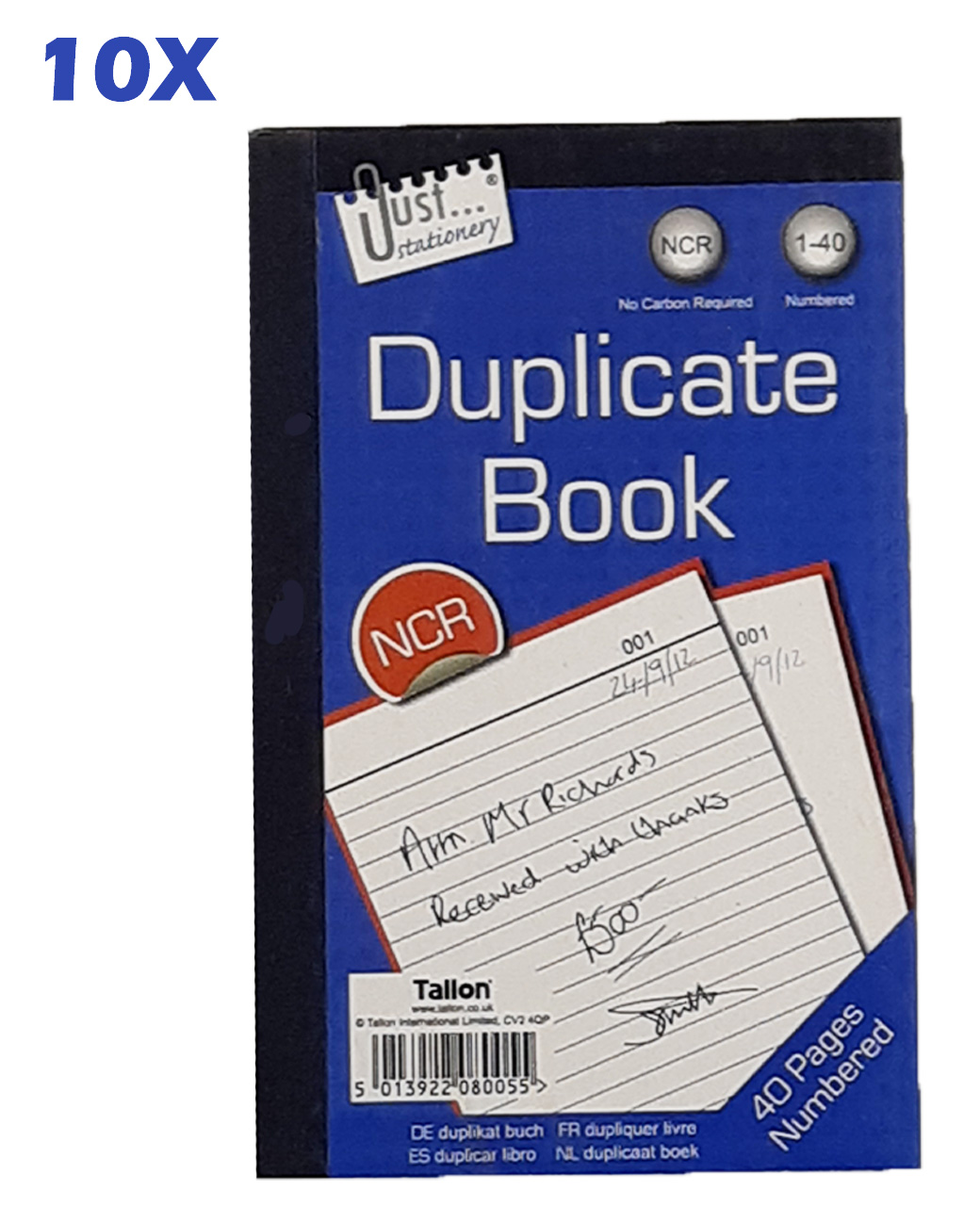 10-X-Just-Stationery-Duplicate-Book-1-40-NCR.jpg 10 X Just Stationery Invoice Book 1-80 Carbon Sheets - Image 1
