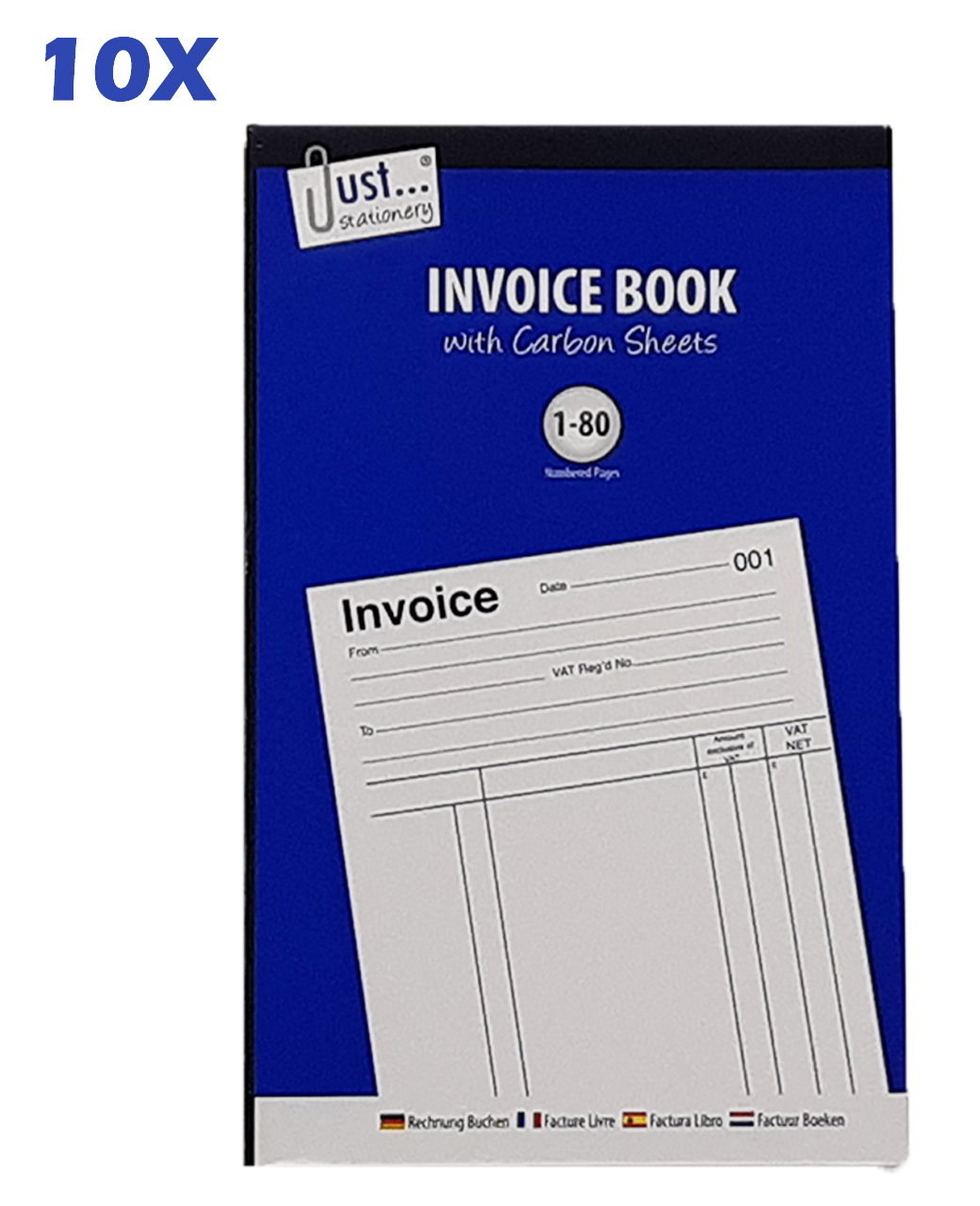 10-X-Just-Stationery-Invoice-Book-1-80-Carbon-Sheets.jpg 10 X Just Stationery Invoice Book 1-80 Carbon Sheets - Image 1
