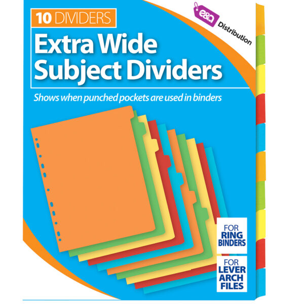 10 Extra Wide Card Sheet Subject Divider