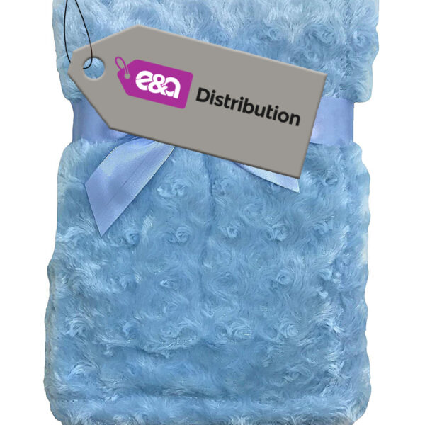 Supersoft Luxurious  Blue Swirl Plush Satin Edged Baby Pram Crib Blanket
