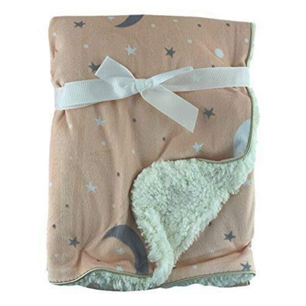 Luxury Soft Fur Back Blanket pink star Design