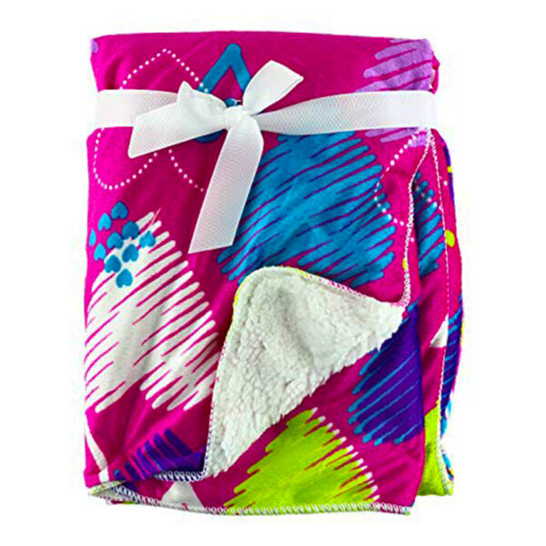 Luxury Soft Fur Back Blanket hot pink hearts Design