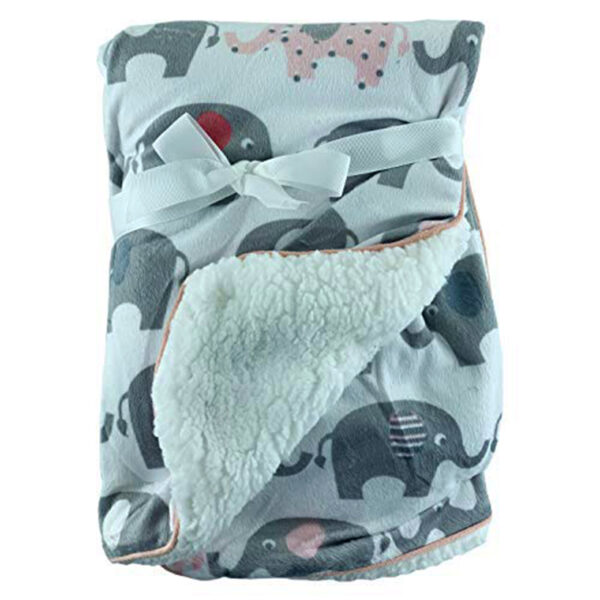 Luxury Soft Fur Back Blanket grey elephants Design