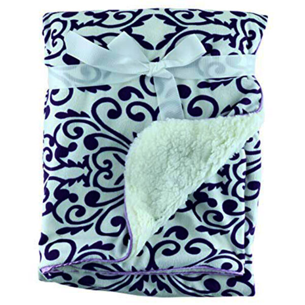 Luxury Soft Fur Back Blanket white and purple fancy Design