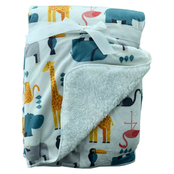 Luxury Soft Fur Back Blanket safari animals Design