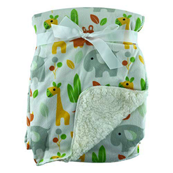Luxury Soft Fur Back Blanket yellow and orange Safari animals Design