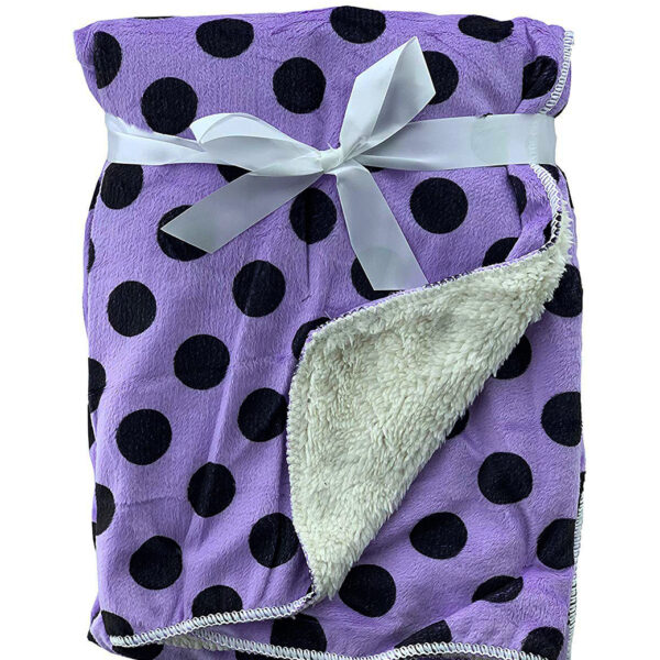 Luxury Soft Fur Back Blanket purple polka dots Design