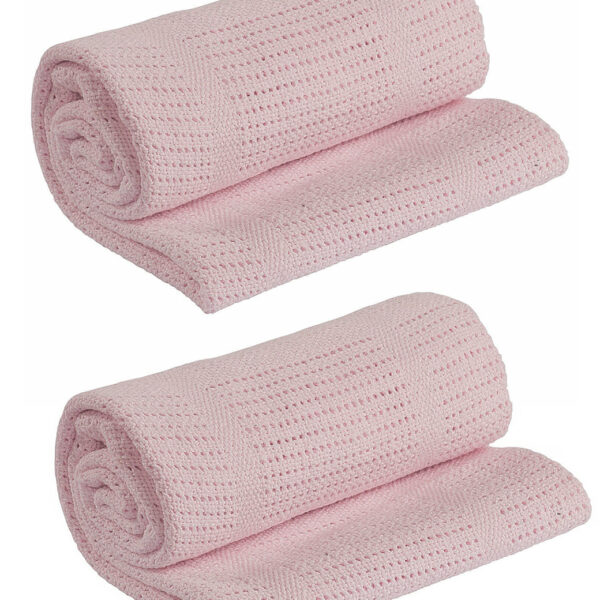 Two Cellular Blankets 70x90cm | Pink