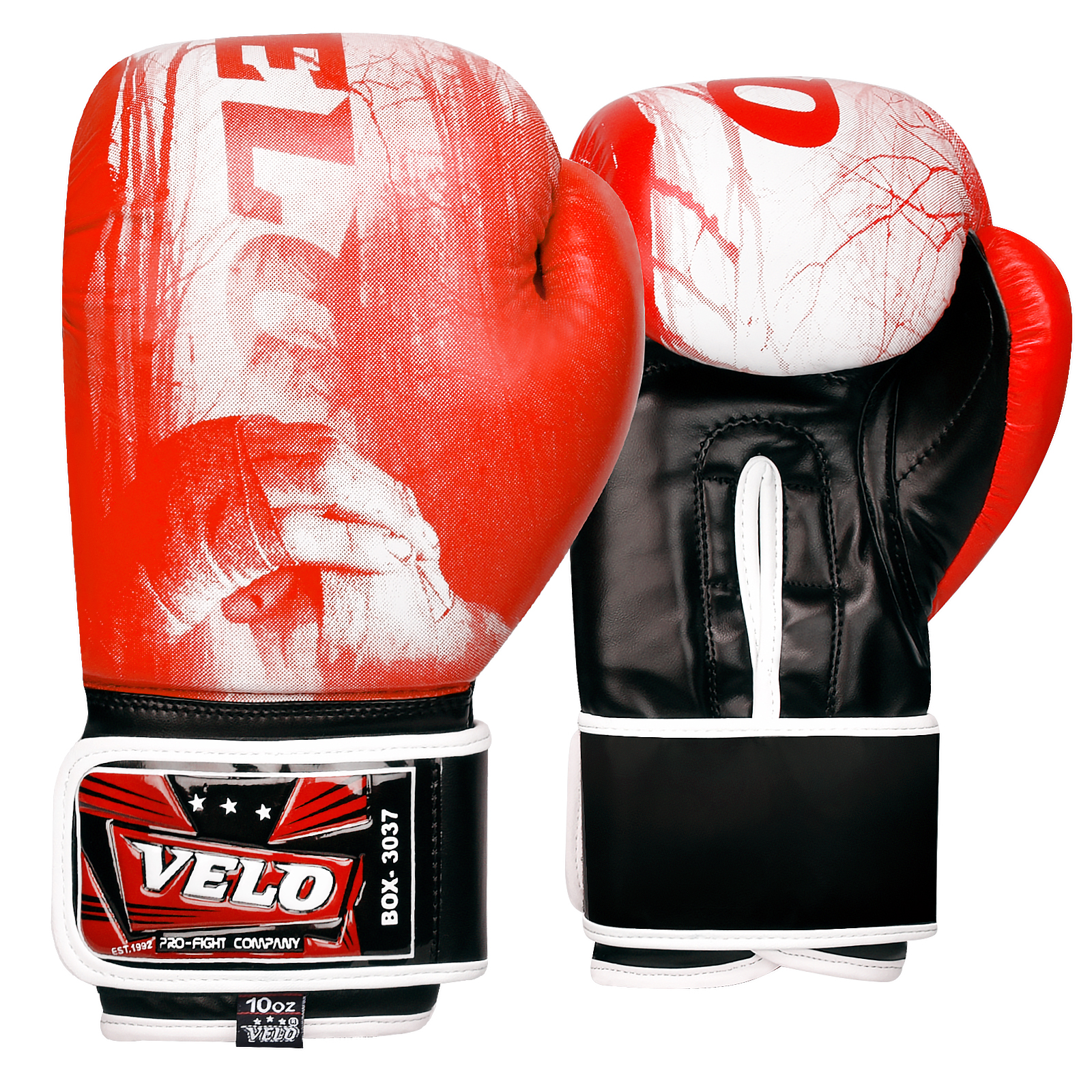 3037-Boxing-1-Red.jpg Velo® Premium Boxing Gloves For Combat Training- Red -Unisex DX Leather - Image 1