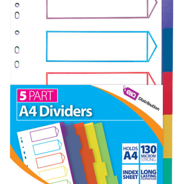 5 Part A4 Dividers Plastic