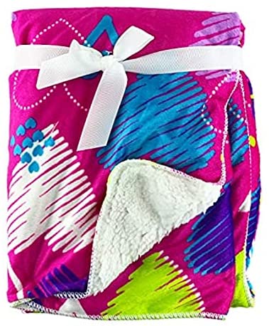 Pink Sketch Hearts Fleece Blanket