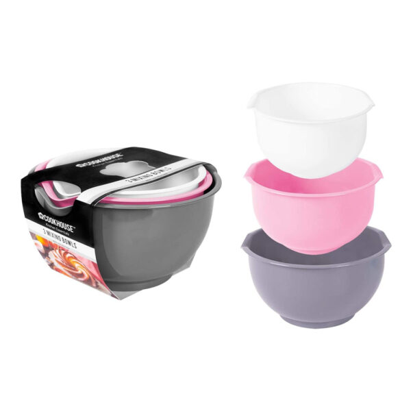 Mixing Bowl, Baking Bowl Set, Made of Plastic, Non-Slip Bottom, 3 Pieces