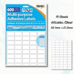 Multi-Purpose Adhesive Labels - 600 Labels (38.1mm x 21.2mm) - Compatible with Inkjet, Laser, and Copiers - Includes Test Sheet - Image 6