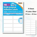 Multi-Purpose Adhesive Labels 99.1mm x 38.1mm- 140 Labels, 10 Sheets, Inkjet & Laser Printer Compatible - Image 6