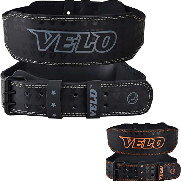 Velo 4″ Leather Power Weight Lifting Belt For Men With Padded Back Support – 3 Colours & All Sizes