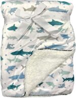 Newborn Baby Blanket for Boys and Girls| Luxurious Super Soft Fur back(blue shark) 75cm x 100cm