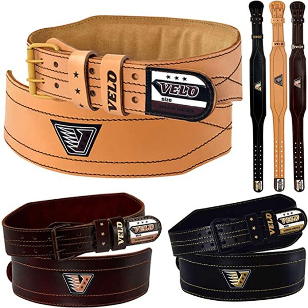 Velo 4" Buffalo Leather Weight Lifting Belt For Men With Padded Back Support - 3 Colours & All Sizes