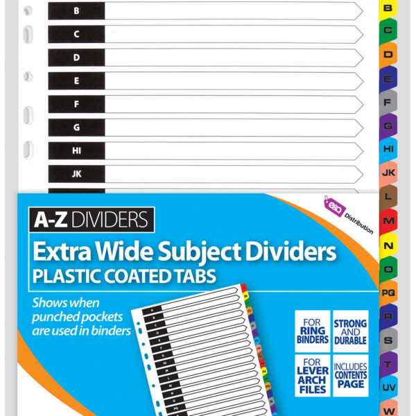 A-Z Extra Wide Plastic Coated Tabs Divider