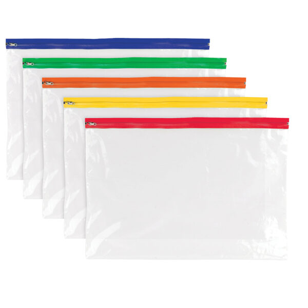 A4+ Polythene Zip Bags Rainbow Colours
