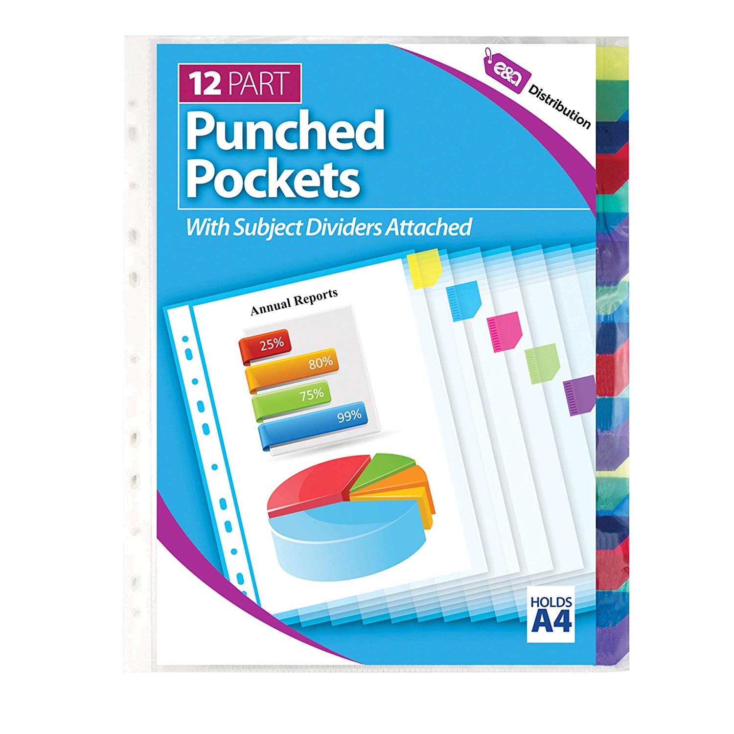 A4-Tiger-Punched-Pocket-with-Dividers-Attatched.jpg Tiger A4 12 Part Punched Pockets With Dividers Attatched - Image 1