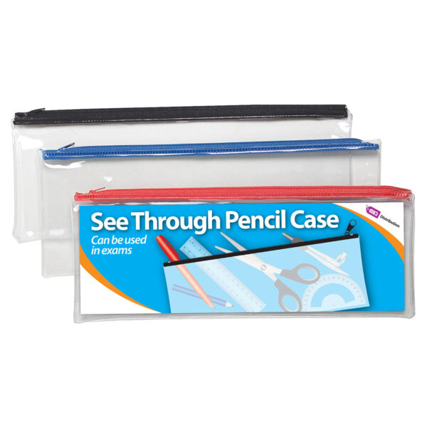 Pack of 12 Clear Exam Pencil Case 13x5