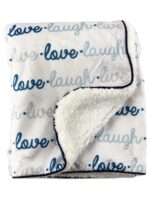 Luxury Soft Fur Back Blanket Blue live love laugh Design