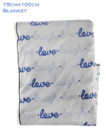 Luxury Soft Fur Back Blanket Blue live love laugh Design - Image 2