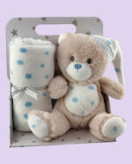 Blue Sleepy Bear Toy Blanket - Toy and Blanket Set