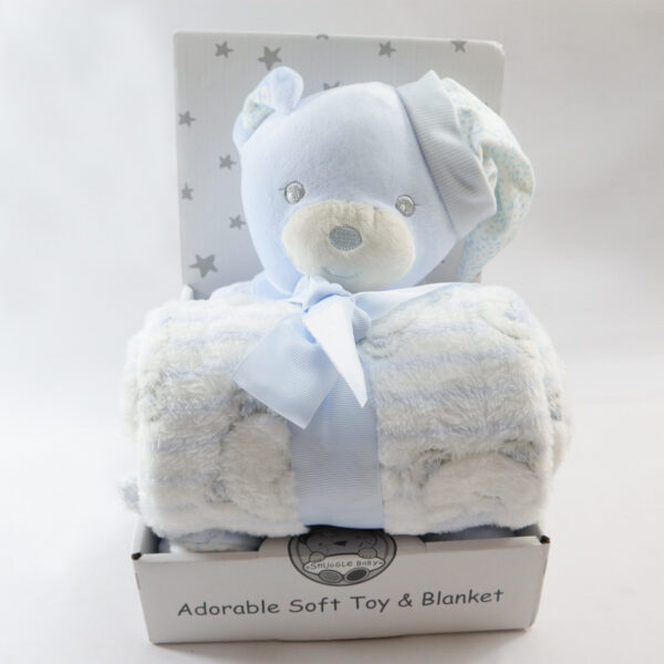 Blue Teddy Hug Toy Blanket- Toy and Blanket Set