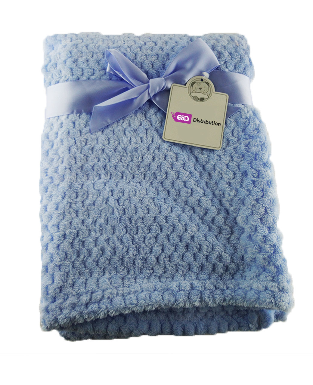 Blue-Waffle-Blanket-edit-1-lable.jpg Luxury Soft Waffle Blanket plain blueDesign - Image 1