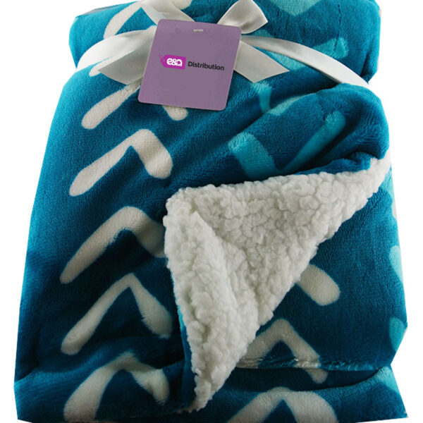 Luxury Soft Three Layered Blanket Blue arrows Design