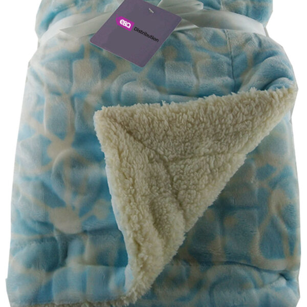 Luxury Soft Three Layered Blanket Blue smiley faces Design