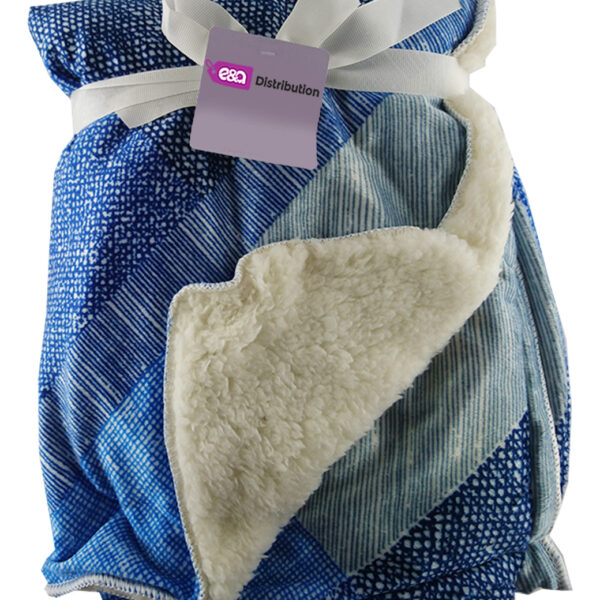 Luxury Soft Fur Back Blanket blue stitch Design