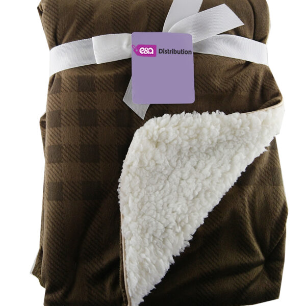 Luxury Soft Fur Back Blanket brown plaid Design
