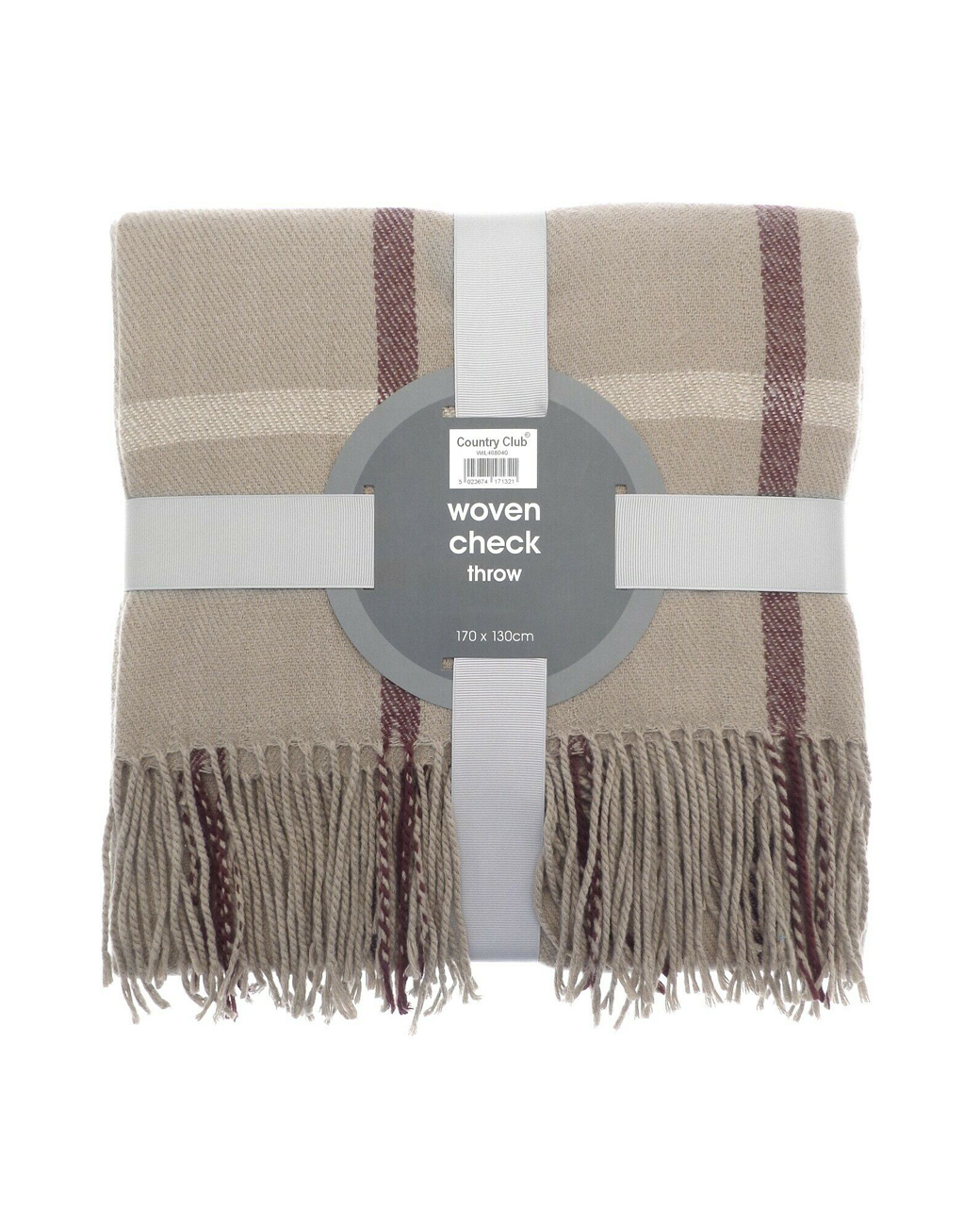 Brown-Woven-Throw-Blanket-2-throws-home-decor-checked-pattern-throw-blanket-check-print-fleece-blanket.jpg Beige Tartan Woven | Throws & Blanket - Image 1