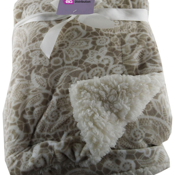 Luxury Soft Three Layered Blanket Brown floral pattern Design