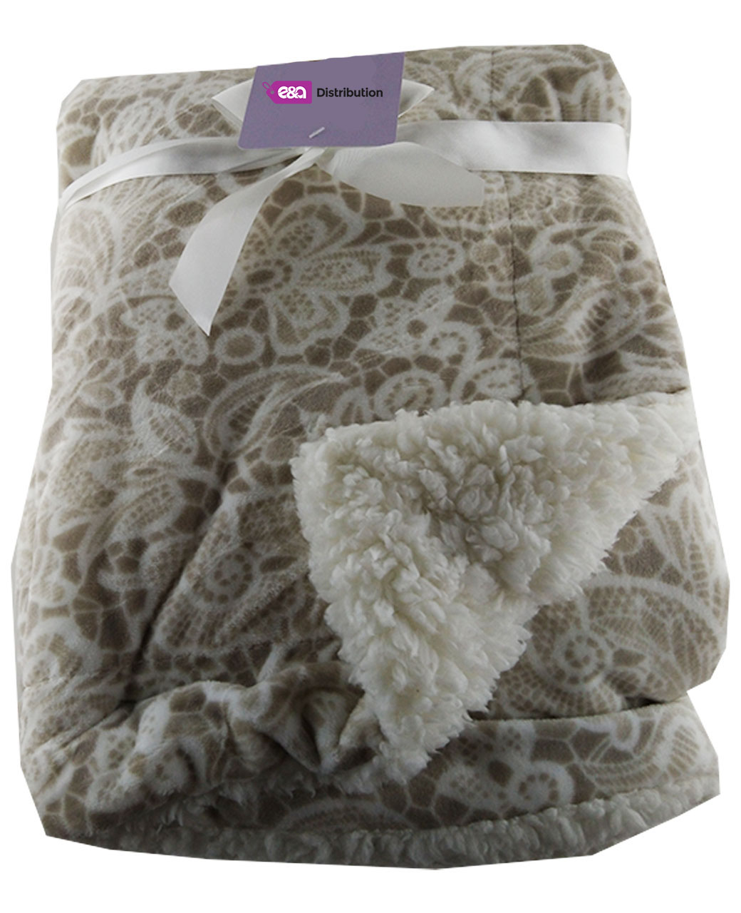 Brown-floral-pattern-lable.jpg Luxury Soft Three Layered Blanket Brown floral pattern Design - Image 1