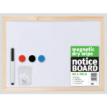 White Board Magnetic White Notice Board 40 x 30cm Includes 2 Holders 1 Marker Pen and 3 Magnets