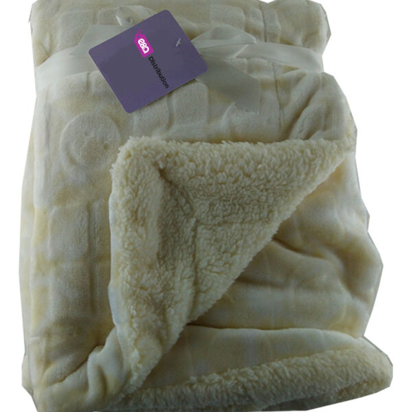 Luxury Soft Three Layered Blanket Cream smiley faces Design