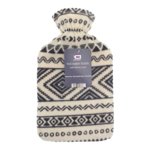 Cream & Black Aztec 2L | Fleece Hot Water Bottle