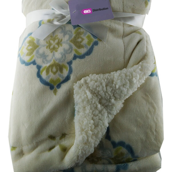Luxury Soft Three Layered Blanket Cream flower pattern Design