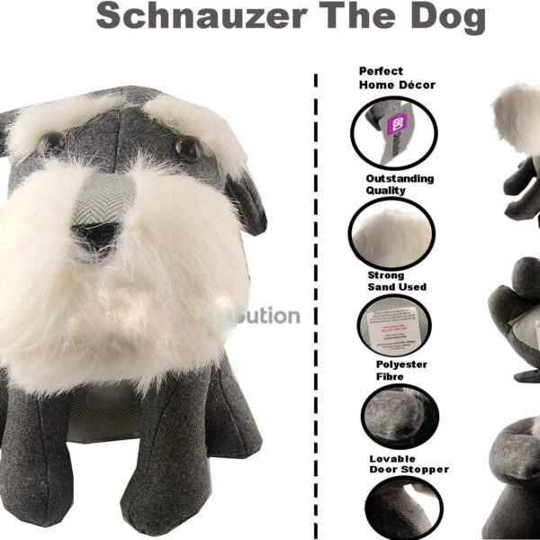 Schnauzer Dog Novelty Doorstop - Grey Herringbone