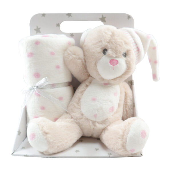 Pink Sleepy Bear - Teddy Bear and Blanket Set
