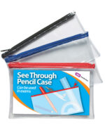 Pack of 6 Clear Exam Pencil Case 20cm x12 cm