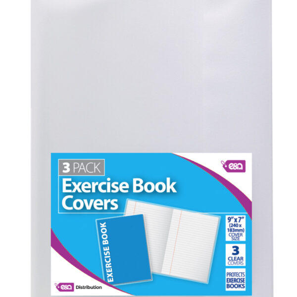 9"x7" Clear Exercise Book Covers | 3 Pack