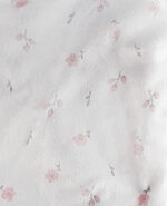 Luxury Soft Fur Back Blanket White with Pink Flowers Design - Image 2