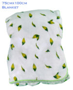 Luxury Soft Fur Back Blanket White green and yellow leafs Design - Image 3