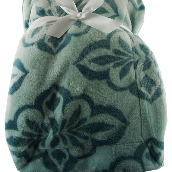 Luxury Soft Three Layered Blanket Green floral pattern Design